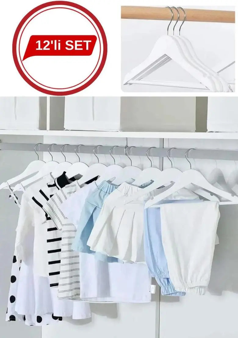 12'li Ahşap Görünümlü Askılık - Beyaz - DIJITEKS