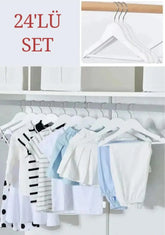 24'lü Ahşap Görünümlü Askılık - Beyaz - DIJITEKS