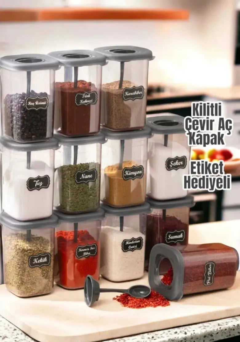 12'li Baharatlık Seti - 450ml - Etiket Hediyeli - DIJITEKS