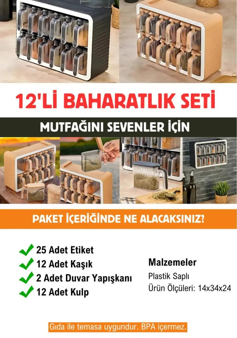 12'li Kristal Baharatlık - Siyah - DIJITEKS