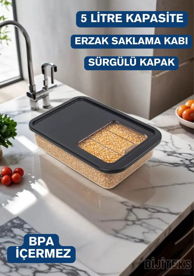 5 Litre Sürgülü Saklama Kabı - DIJITEKS